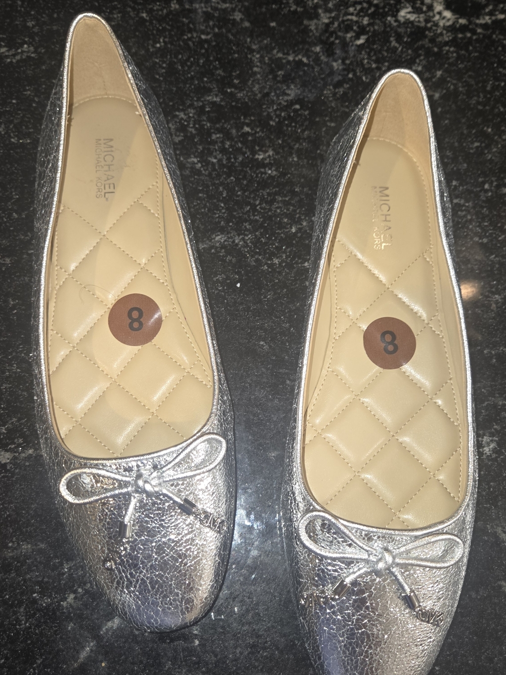 MICHAEL Michael Kors Silver Ballet Flats - Women's Size 8